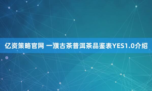 亿资策略官网 一濮古茶普洱茶品鉴表YES1.0介绍