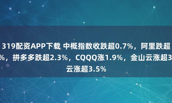 319配资APP下载 中概指数收跌超0.7%，阿里跌超2.9%，拼多多跌超2.3%，CQQQ涨1.9%，金山云涨超3.5%
